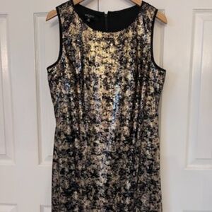 Nine West Festive Party Dress Black & Gold 14 L